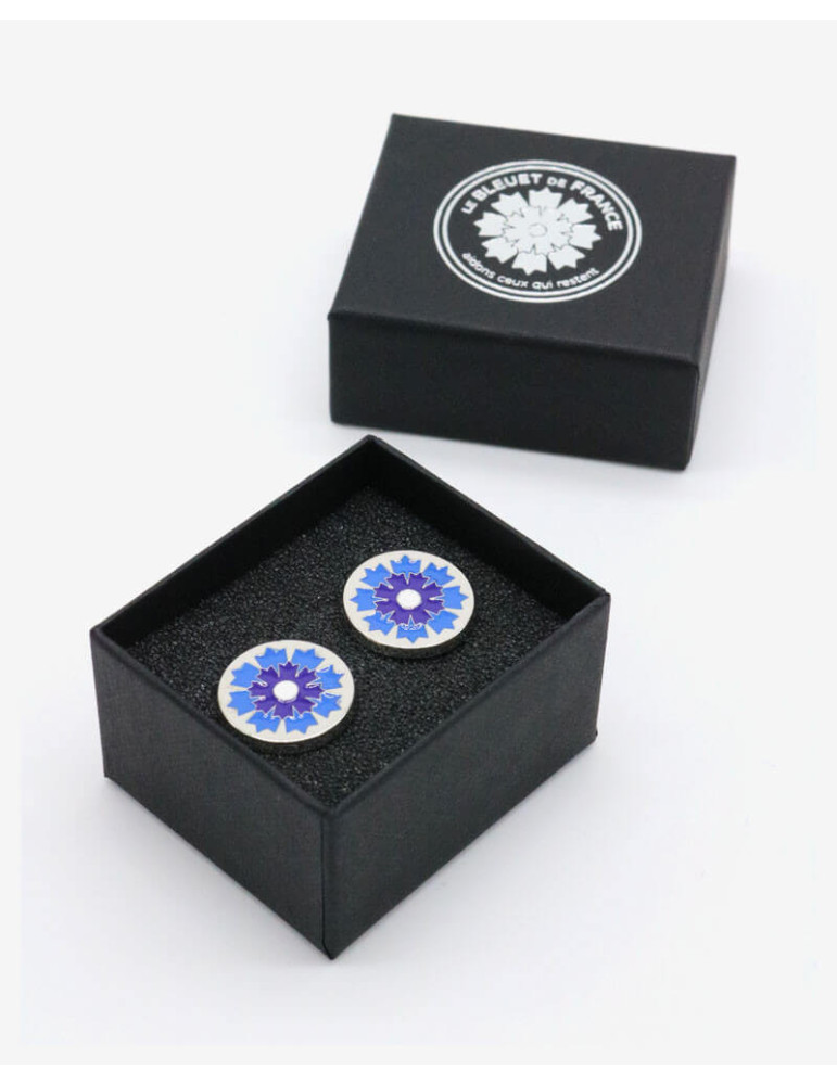 Boutons de manchette argentés Bleuet de France