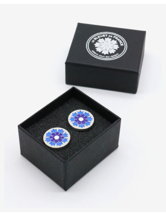 Boutons de manchette argentés Bleuet de France