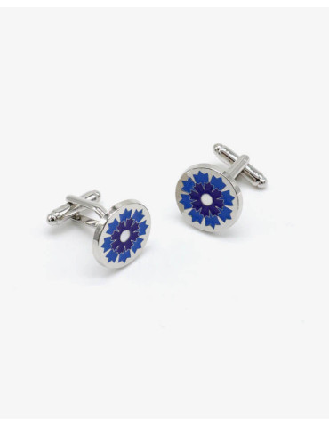 Boutons de manchette argentés Bleuet de France