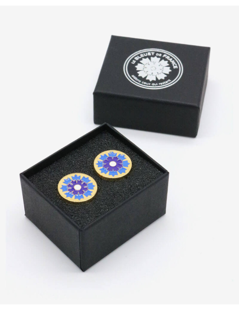 Boutique Bleuet de France - Boutons de manchette argentés Bleuet de...