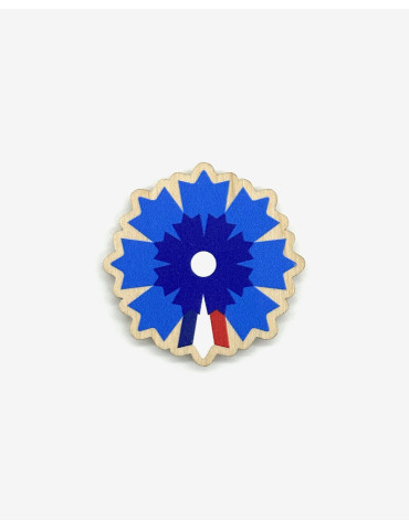 Broche en bois Bleuet de France x Reine Mère