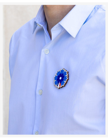 Broche en bois Bleuet de France x Reine Mère 2