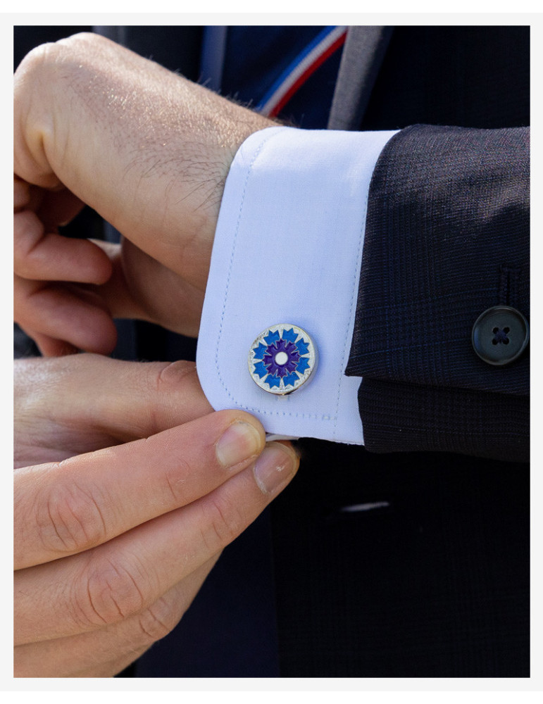 Boutons de manchette argentés Bleuet de France