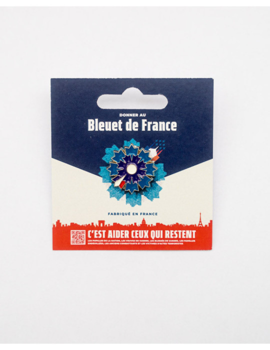 Boutique Bleuet de France - Pin's argenté Bleuet de France - Pétale Tricolore