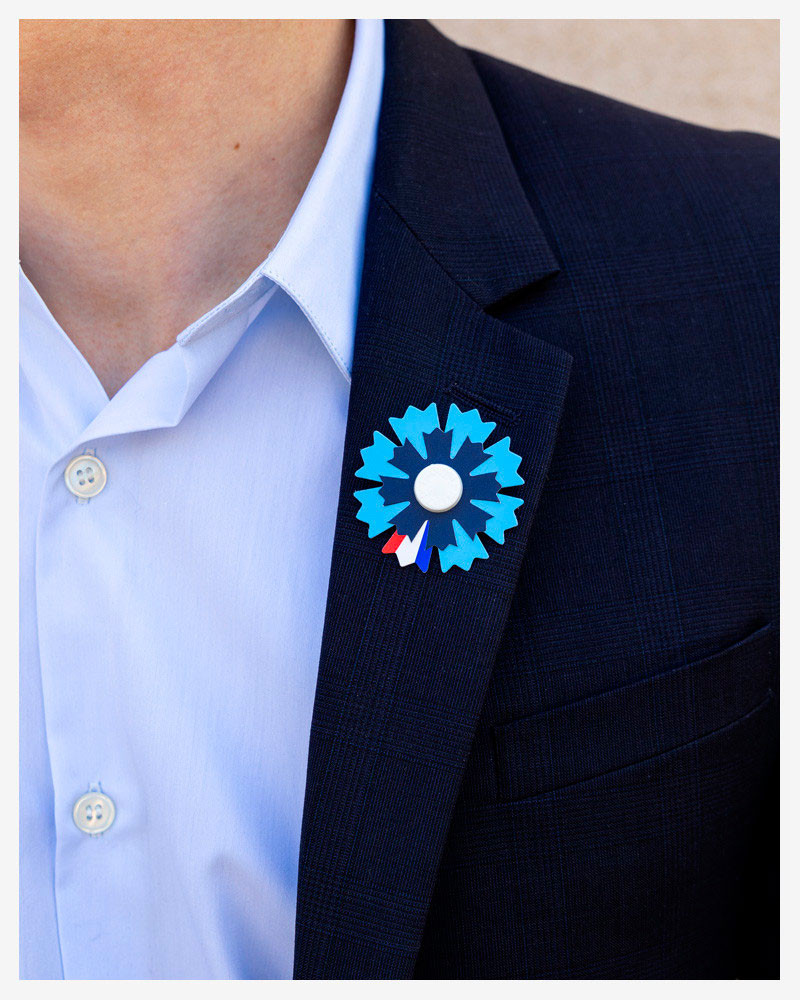 Bleuet de France à l'unité avec pétale tricolore