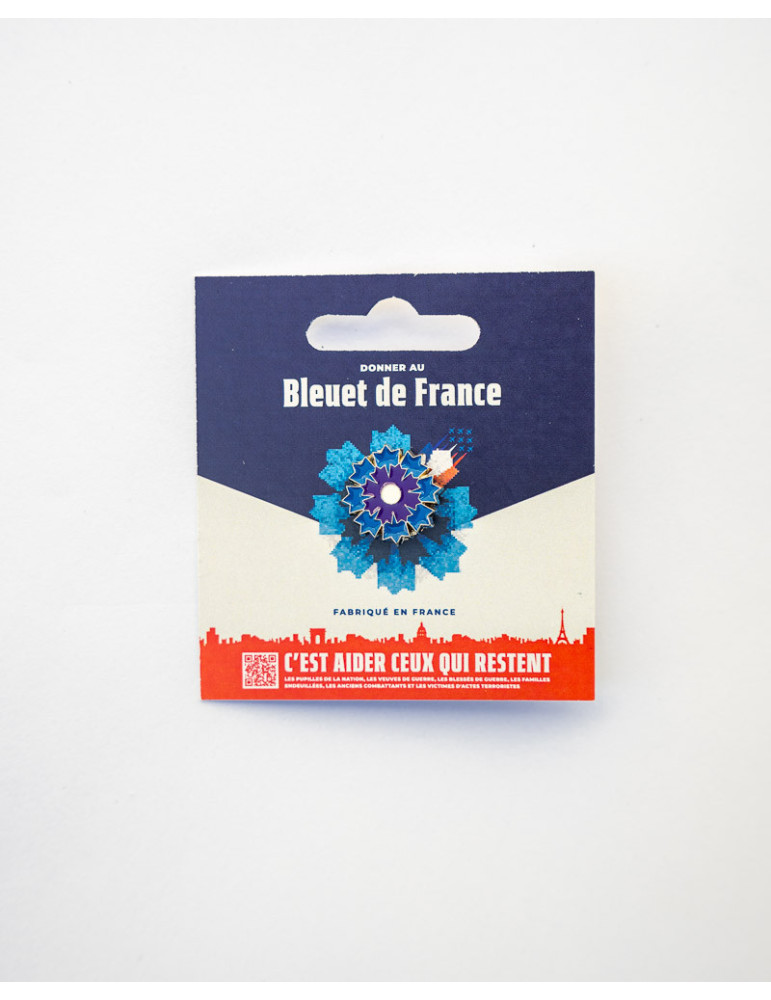 Boutique Bleuet de France - Pin's argenté Bleuet de France - Bleu Horizon