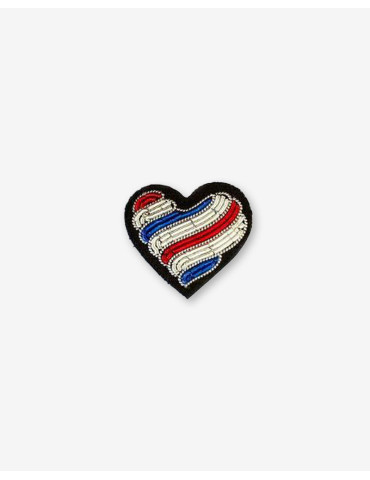 Broche Cœur tricolore brodé